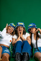 Distress Denim Patch Work Bucket Hats